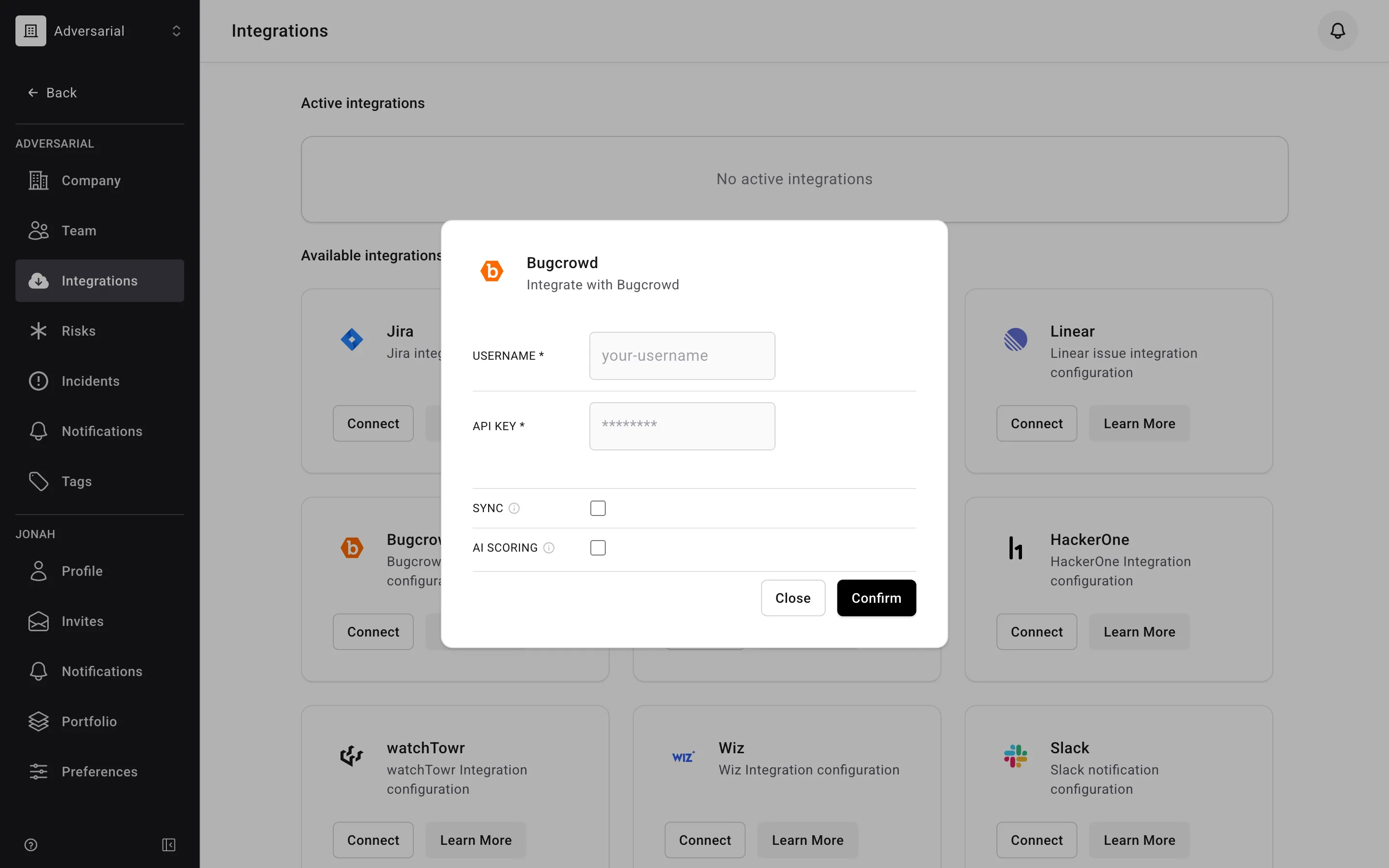 Bugcrowd integration configuration