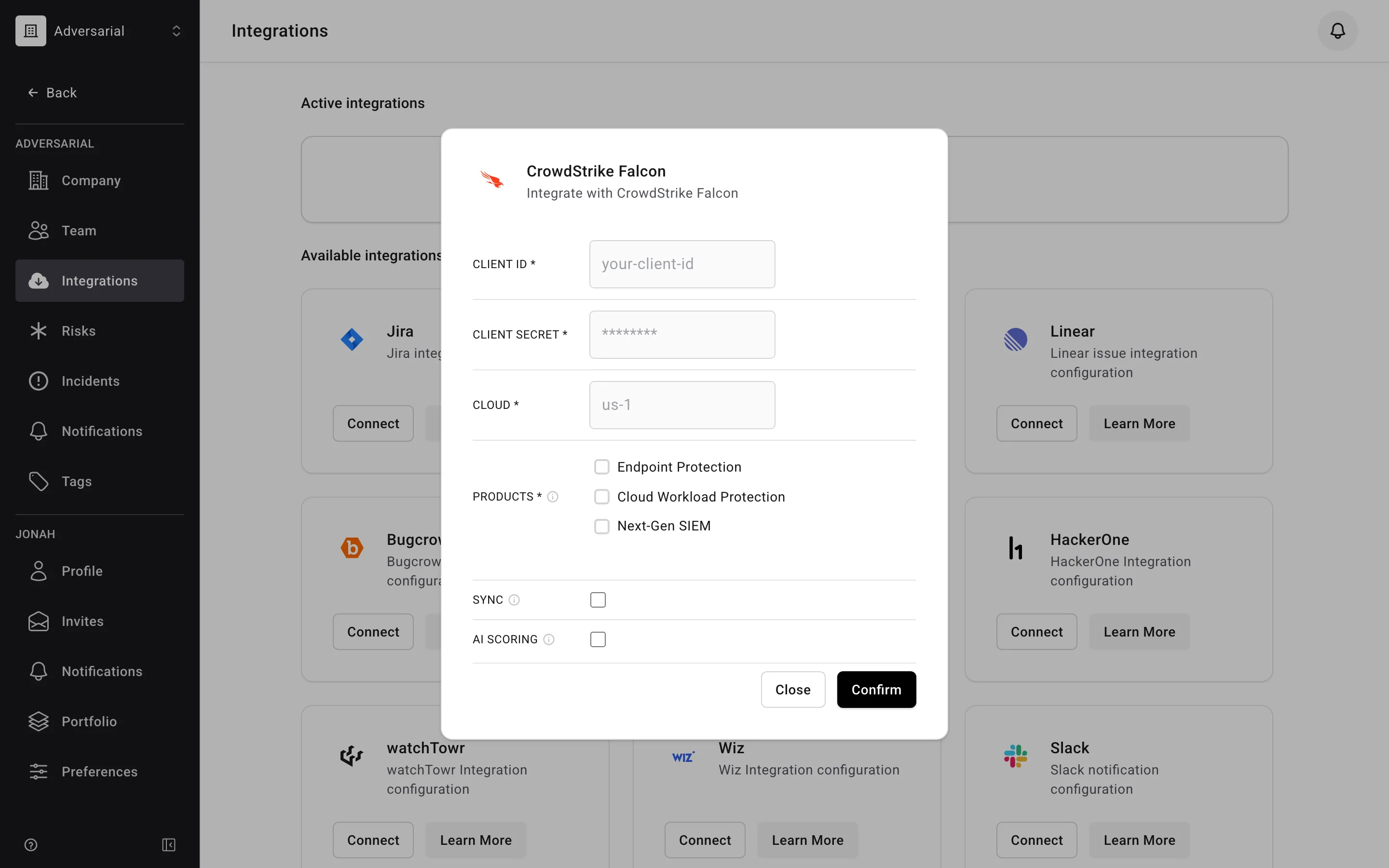 CrowdStrike integration configuration