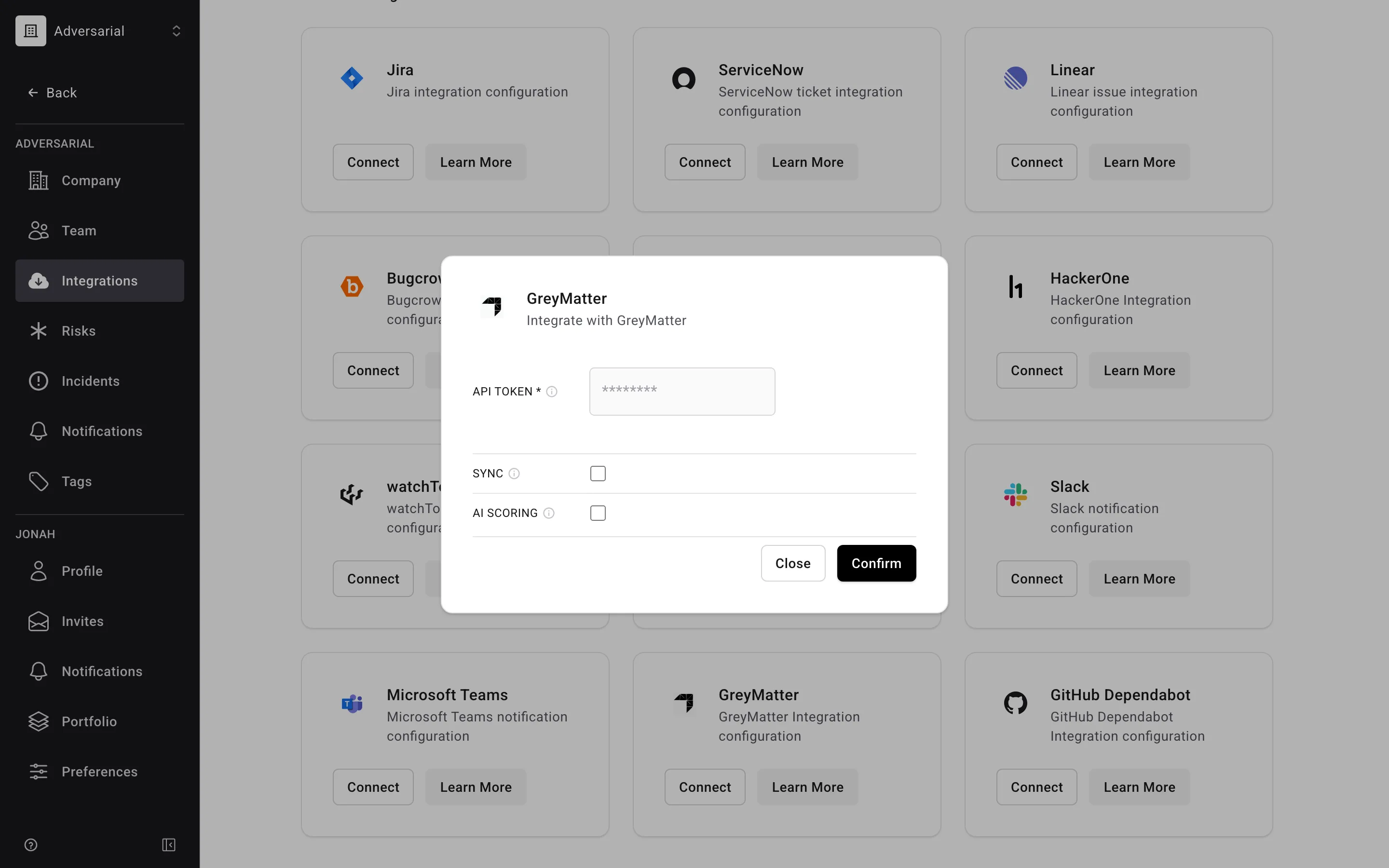 GreyMatter integration configuration