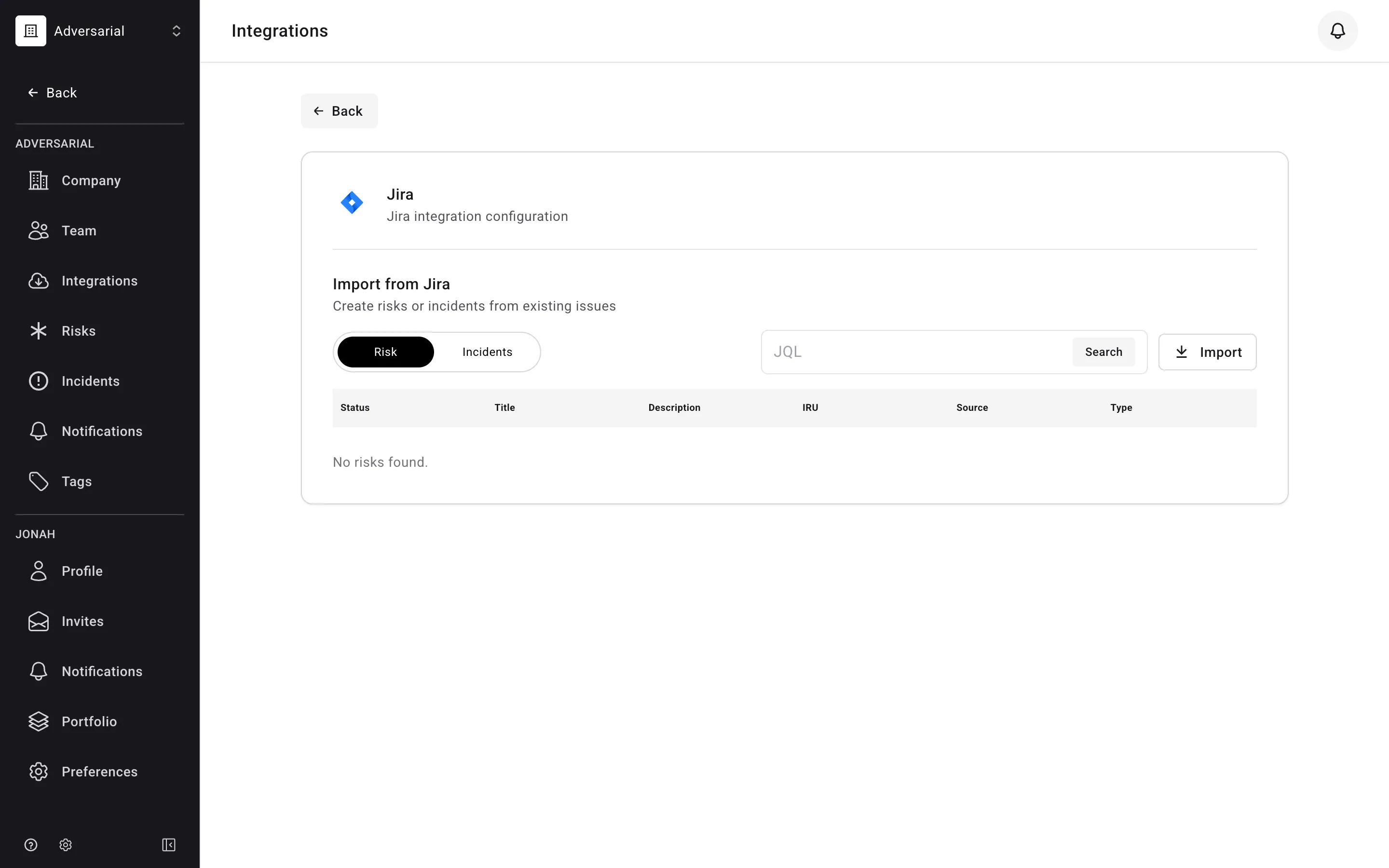 Jira JQL import UI