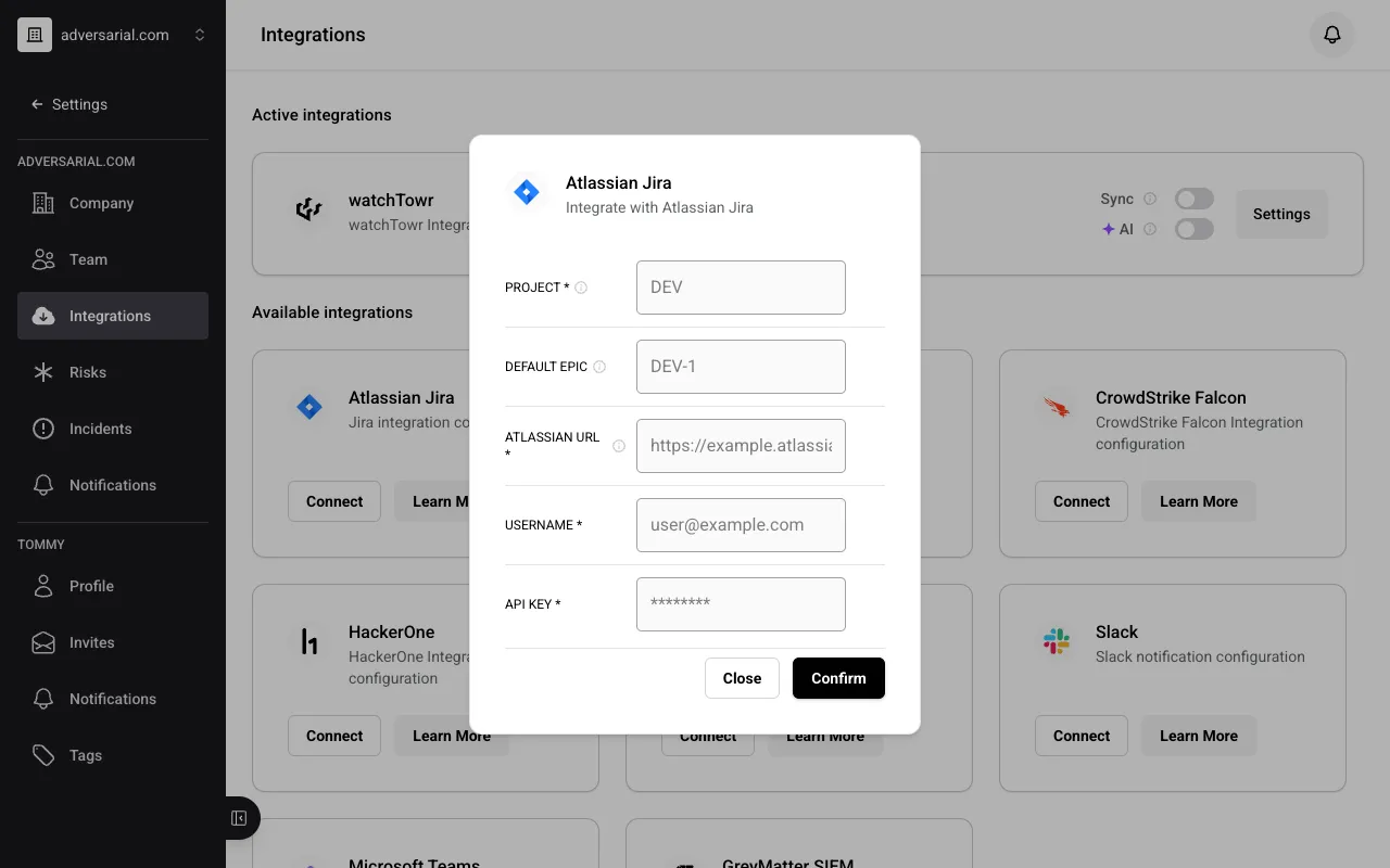 Jira integration configuration