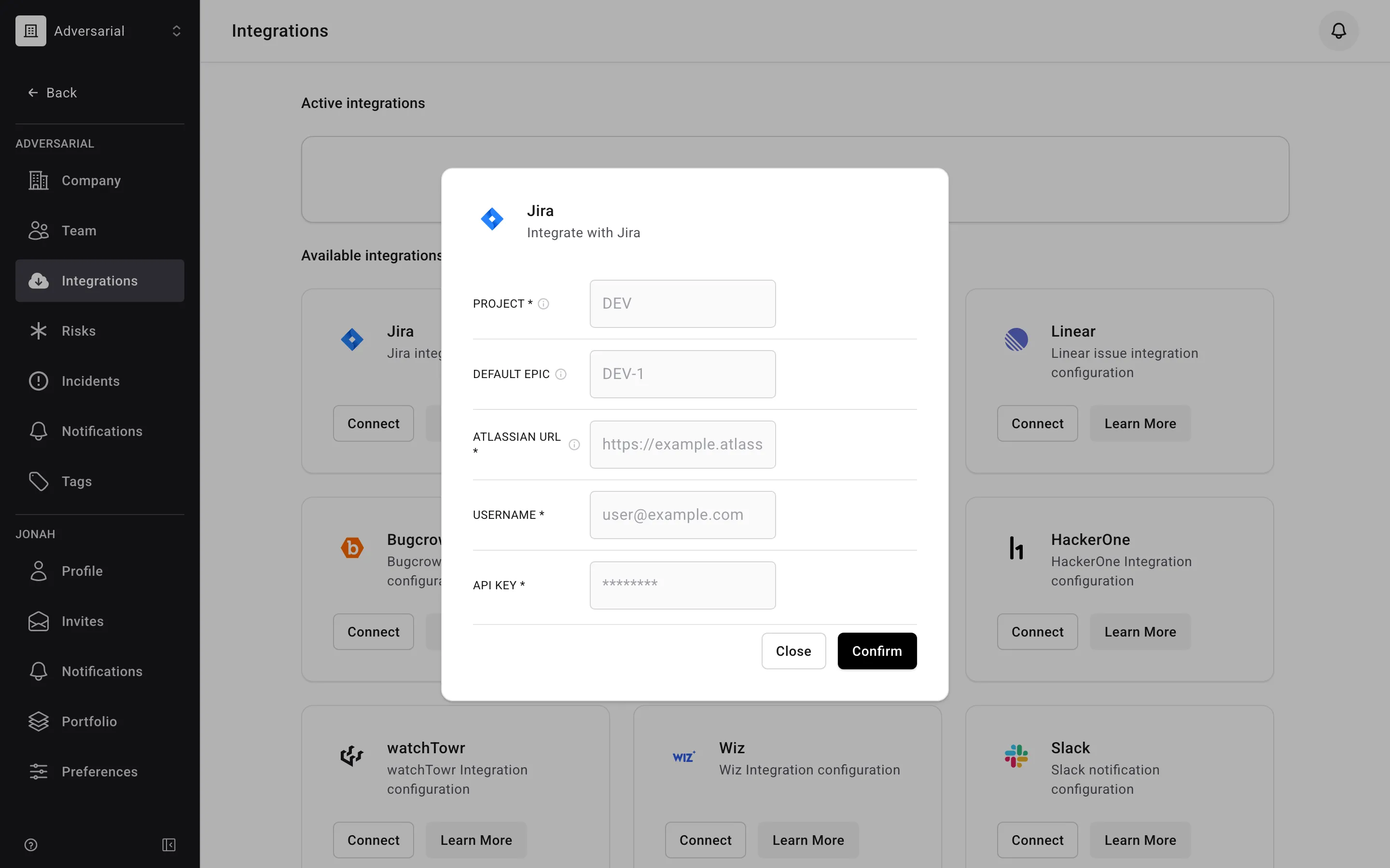 Jira integration configuration