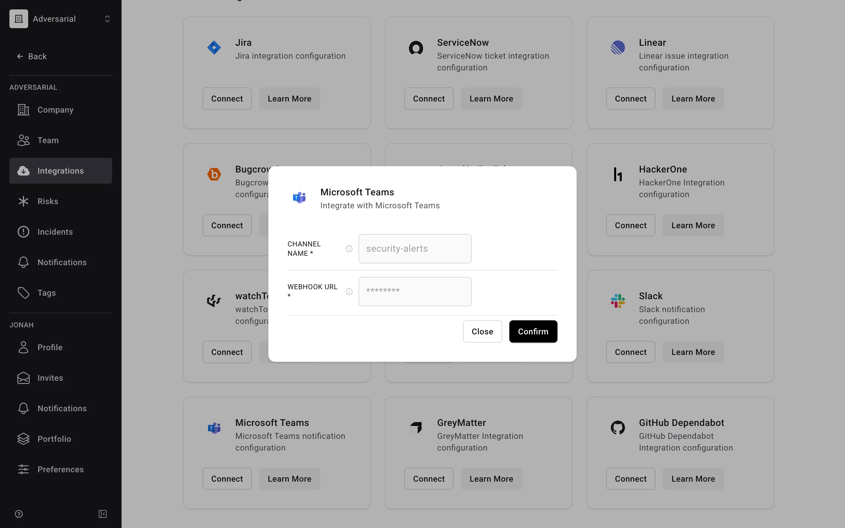 Microsoft Teams integration configuration